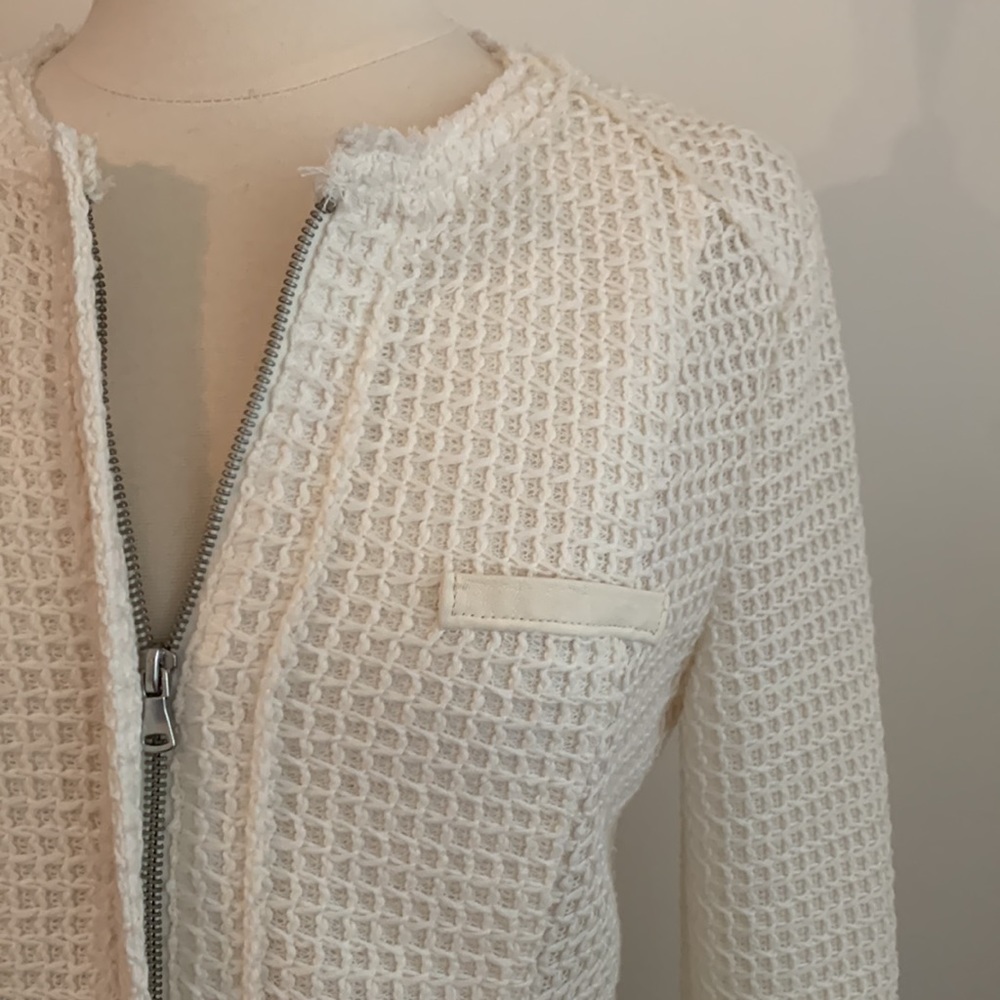 🍦Paige Cream Jacket Cardigan w/ Leather Accents M - Picture 3 of 16